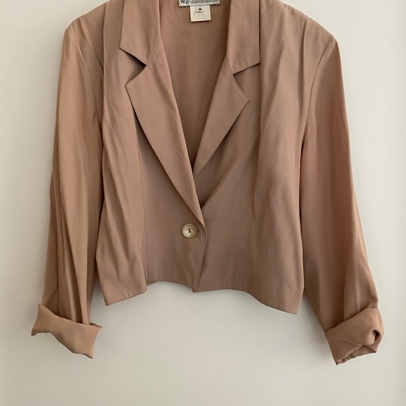 90s Vintage Dusty Rose Taupe Blouse- M - Picture 3 of 9